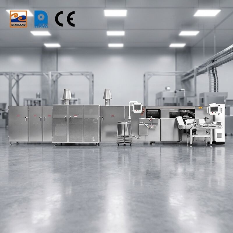 Linia do produkcji bułek jajecznych ze stali nierdzewnej Automatyczna linia do produkcji bułek waflowych zaprojektowana z myślą o wydajności produkcyjnej 1800 godzin w przemyśle spożywczym